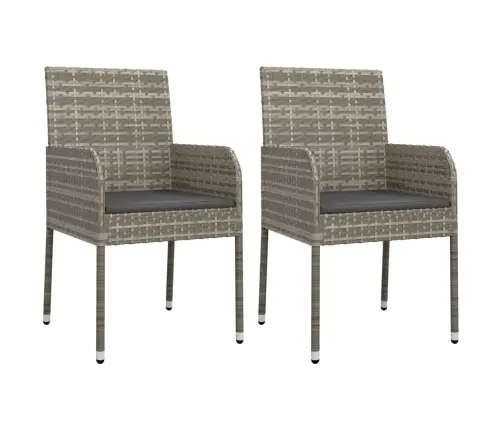 3-Osaline Aiamööbli Komplekt Patjadega, Must/Hall, Polürotang 3-Osaline Aiamööbli Komplekt Patjadega, Must/Hall, Polürotang