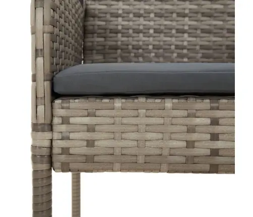 3-Osaline Aiamööbli Komplekt Patjadega, Must/Hall, Polürotang 3-Osaline Aiamööbli Komplekt Patjadega, Must/Hall, Polürotang