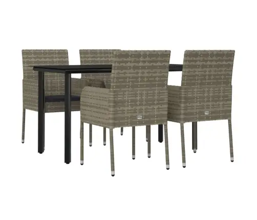 5-Osaline Aiamööbli Komplekt Patjadega, Must/Hall, Polürotang