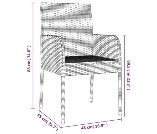 5-Osaline Aiamööbli Komplekt Patjadega, Must/Hall, Polürotang