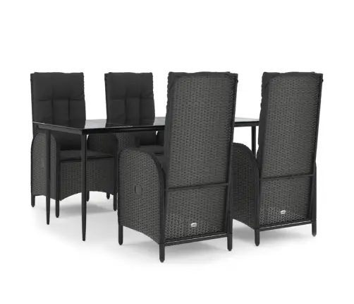 Sodo Komplektas Su Pagalvėlėmis, 5 Dalių, Juodas, Poliratanas