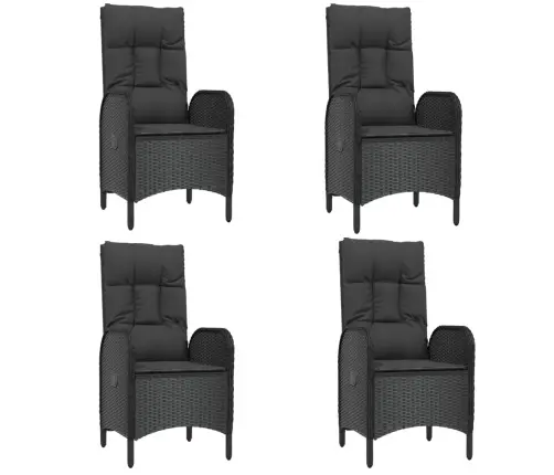 Sodo Komplektas Su Pagalvėlėmis, 5 Dalių, Juodas, Poliratanas