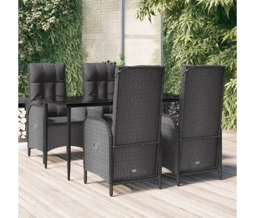 Sodo Komplektas Su Pagalvėlėmis, 5 Dalių, Juodas, Poliratanas