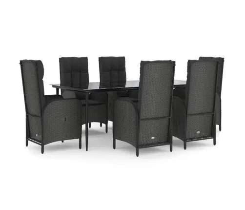 Sodo Komplektas Su Pagalvėlėmis, 7 Dalių, Juodas, Poliratanas