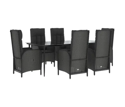 Sodo Komplektas Su Pagalvėlėmis, 7 Dalių, Juodas, Poliratanas