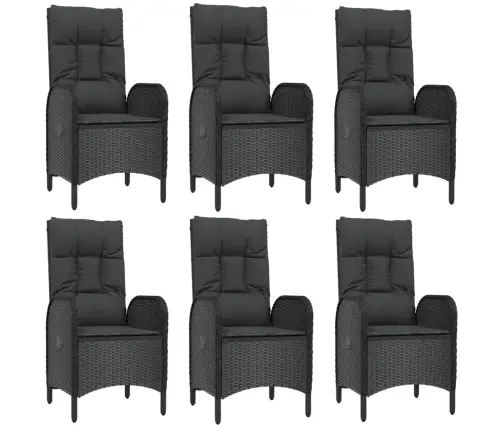 Sodo Komplektas Su Pagalvėlėmis, 7 Dalių, Juodas, Poliratanas