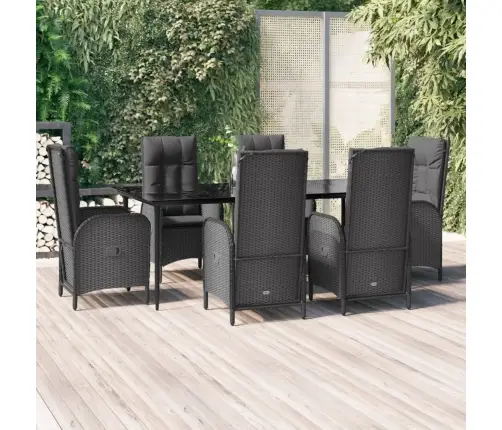 Sodo Komplektas Su Pagalvėlėmis, 7 Dalių, Juodas, Poliratanas