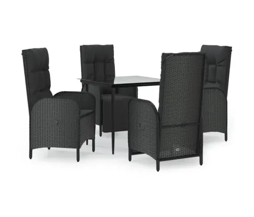 5-Osaline Aiamööbli Komplekt Patjadega, Must, Polürotang