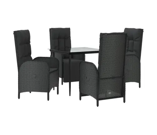 5-Osaline Aiamööbli Komplekt Patjadega, Must, Polürotang