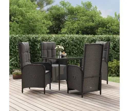 5-Osaline Aiamööbli Komplekt Patjadega, Must, Polürotang