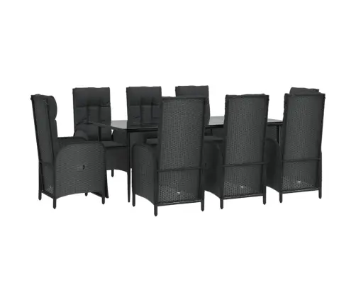 Sodo Komplektas Su Pagalvėlėmis, 9 Dalių, Juodas, Poliratanas