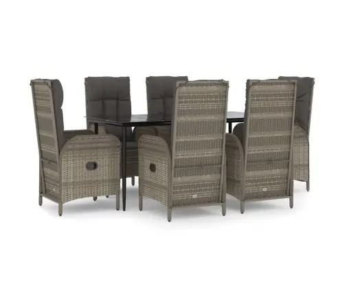 7-Osaline Aiamööbli Komplekt Patjadega, Must/Hall, Polürotang