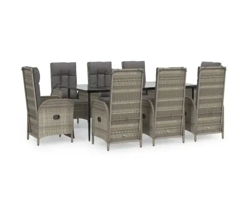 Dārza Mēbeļu Komplekts, Melna, Pelēka Pe Rotangpalma Vidaxl