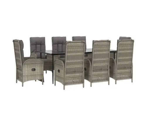 Dārza Mēbeļu Komplekts, Melna, Pelēka Pe Rotangpalma Vidaxl