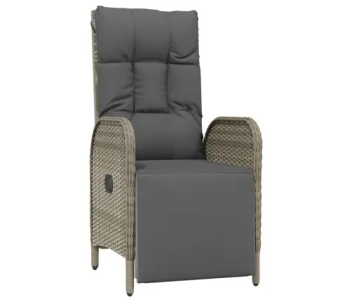 Dārza Mēbeļu Komplekts, Melna, Pelēka Pe Rotangpalma Vidaxl