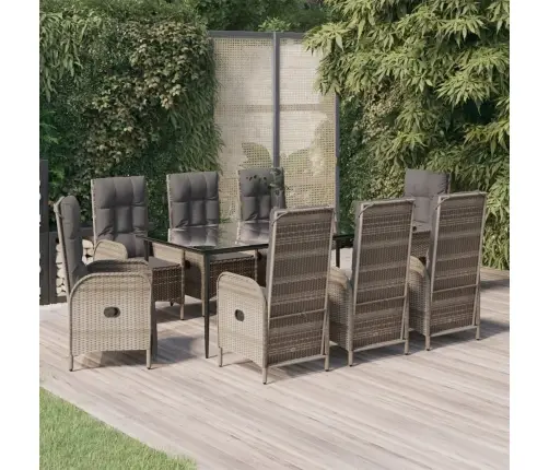 Dārza Mēbeļu Komplekts, Melna, Pelēka Pe Rotangpalma Vidaxl