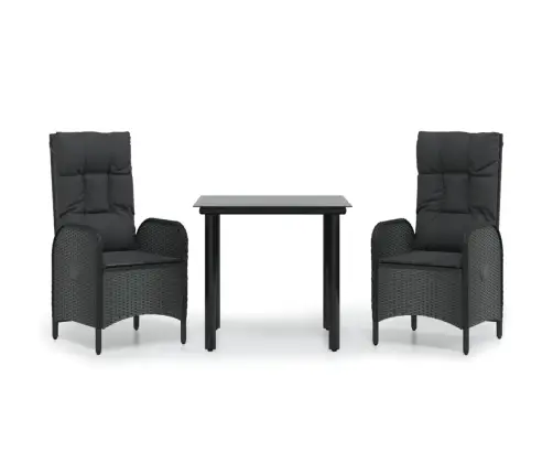 Sodo Komplektas Su Pagalvėlėmis, 3 Dalių, Juodas, Poliratanas