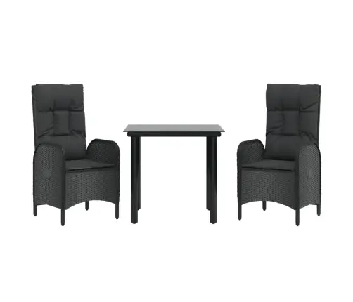 Sodo Komplektas Su Pagalvėlėmis, 3 Dalių, Juodas, Poliratanas