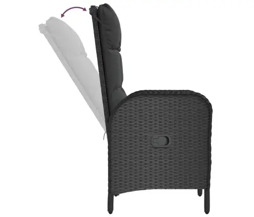 Sodo Komplektas Su Pagalvėlėmis, 3 Dalių, Juodas, Poliratanas