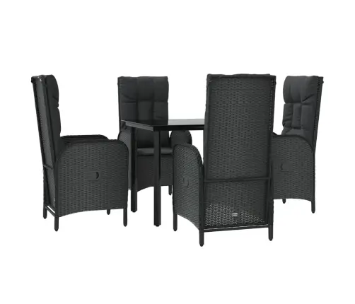 5-Osaline Aiamööbli Komplekt Patjadega, Must, Polürotang