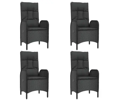 5-Osaline Aiamööbli Komplekt Patjadega, Must, Polürotang