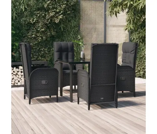 5-Osaline Aiamööbli Komplekt Patjadega, Must, Polürotang