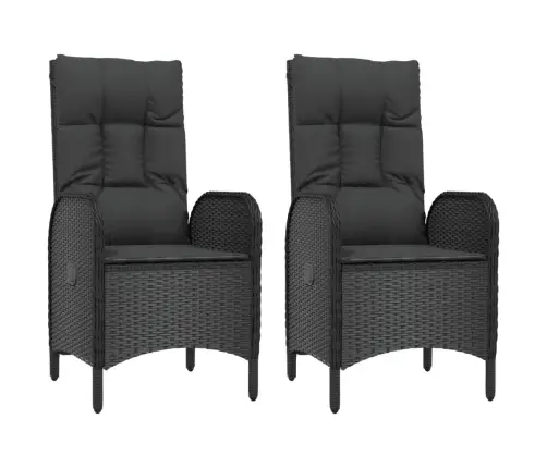 5-Daļīgs Dārza Mēbeļu Komplekts Ar Matračiem, Pe Pinums, Melns Vidaxl