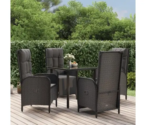 5-Daļīgs Dārza Mēbeļu Komplekts Ar Matračiem, Pe Pinums, Melns Vidaxl