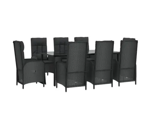 9-Osaline Aiamööbli Komplekt Patjadega, Must, Polürotang