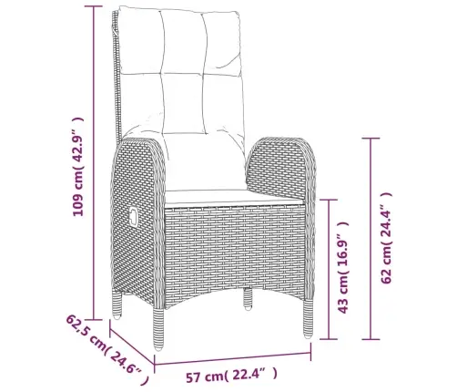 9-Osaline Aiamööbli Komplekt Patjadega, Must, Polürotang