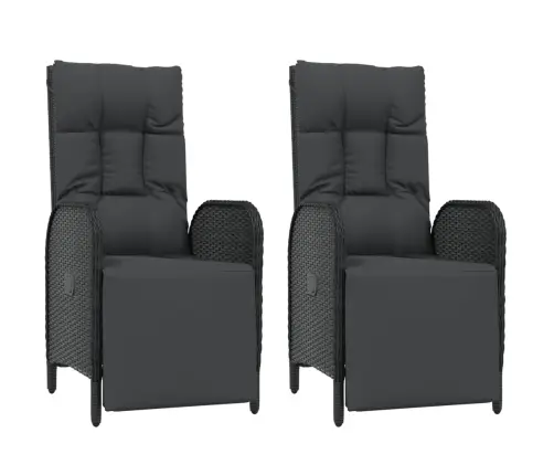 9-Osaline Aiamööbli Komplekt Patjadega, Must, Polürotang