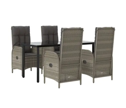 5-Osaline Aiamööbli Komplekt Patjadega, Must/Hall, Polürotang