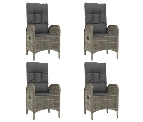 5-Osaline Aiamööbli Komplekt Patjadega, Must/Hall, Polürotang