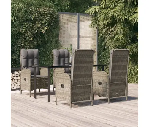 5-Osaline Aiamööbli Komplekt Patjadega, Must/Hall, Polürotang