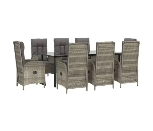 Sodo Komplektas, 9 Dalių, Juodas/Pilkas, Poliratanas