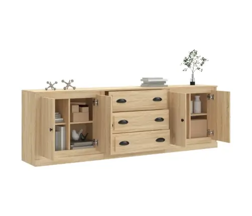 Kumodes, 3 Gab., Ozolkoka Krāsa, Inženierijas Koks Vidaxl Kumodes, 3 Gab., Ozolkoka Krāsa, Inženierijas Koks Vidaxl