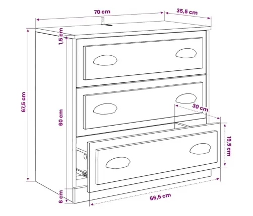 Kumodes, 3 Gab., Ozolkoka Krāsa, Inženierijas Koks Vidaxl