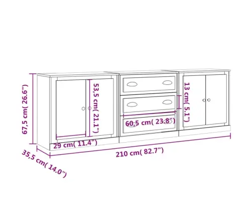 Kumodes, 3 Gab., Ozolkoka Krāsa, Inženierijas Koks Vidaxl