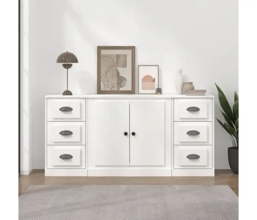 Puhvetkapid 3 Tk, Valge, Tehispuit