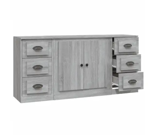 Kumodes, 3 Gab., Pelēka Ozolkoka Krāsa, Inženierijas Koks Vidaxl