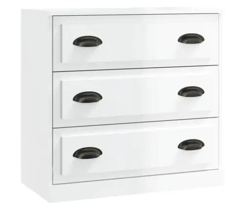 Puhvetkapid 2 Tk, Kõrgläikega Valge, Tehispuit