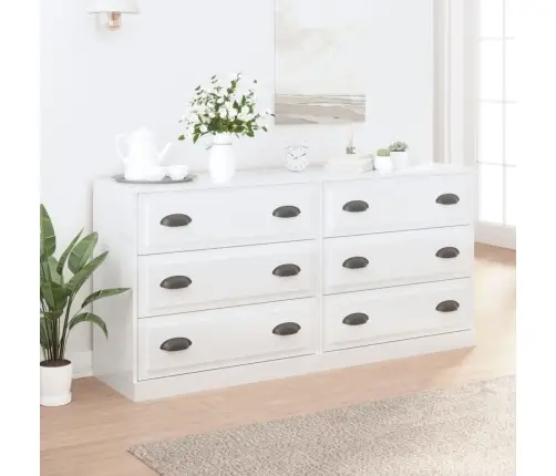 Puhvetkapid 2 Tk, Kõrgläikega Valge, Tehispuit