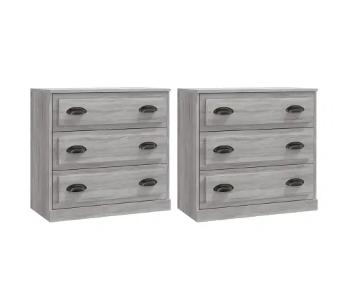 Kumodes, 2 Gab., Pelēka Ozolkoka Krāsa, Inženierijas Koks Vidaxl