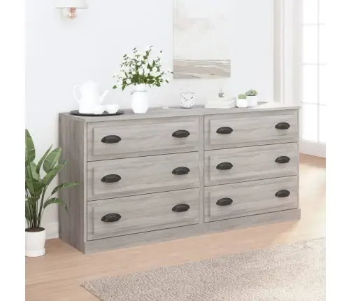 Kumodes, 2 Gab., Pelēka Ozolkoka Krāsa, Inženierijas Koks Vidaxl