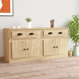 Šoninės Spintelės, 2Vnt., Sonoma Ąžuolo, Apdirbta Mediena