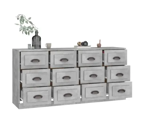 Kumodes, 2 Gab., Betona Pelēkas, Inženierijas Koks Vidaxl