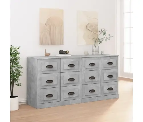 Kumodes, 2 Gab., Betona Pelēkas, Inženierijas Koks Vidaxl