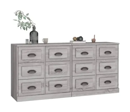 Kumodes, 2 Gab., Pelēka Ozolkoka Krāsa, Inženierijas Koks Vidaxl