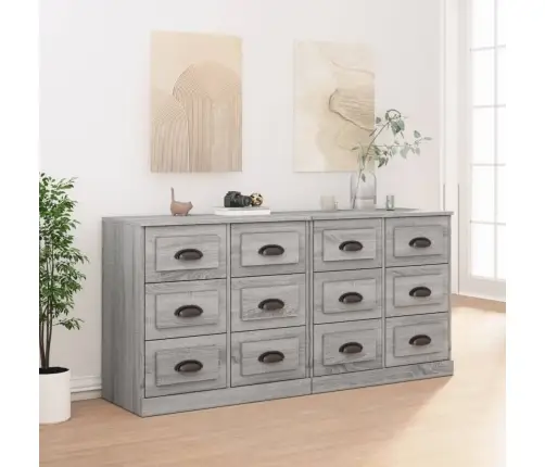 Kumodes, 2 Gab., Pelēka Ozolkoka Krāsa, Inženierijas Koks Vidaxl