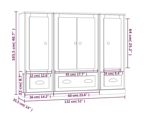 Augstie Skapji, 3 Gab., Inženierijas Koks, Balti Vidaxl